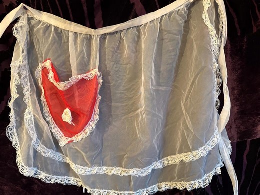 Vintage Apron With Red Heart, Hostess Apron 1960s Vintage Sheer Fabric, Valentine’s Day Apron - Etsy
