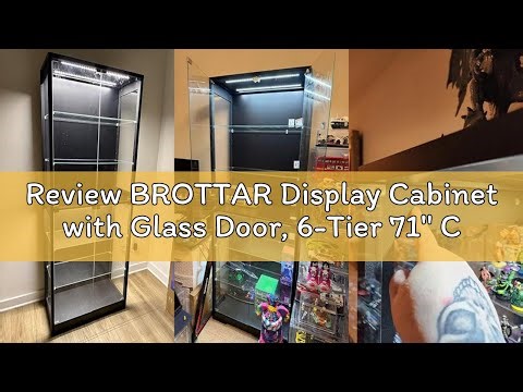 Review BROTTAR Display Cabinet with Glass Door, 6-Tier 71" Curio Cabinet with 3 Color Lights for Col
