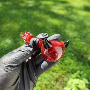 Devil Horn Glass Pipe With Tail-shaped Neck | Red Frit Spoon With Sculpted Horns | Choose Red or Black | Hand-blown Fiery Art Glass Bowl - Etsy