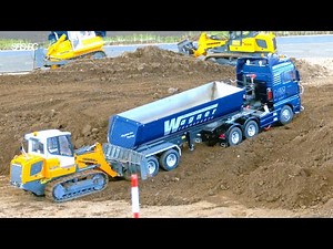 MIND BLOWING BIG RC CONSTRUCTION SITE / STUCKING RC TRUCK / RC FIRE FIGHTER / HEAVY HAULAGE RC TRUCK