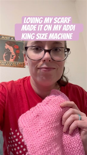 PINK SCARF | Made on my Addi Kingsize Machine |