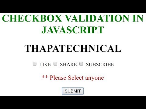 Checkbox Validation using JavaScript in Hindi 2017
