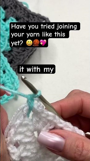 Joining yarn 🧶 #sparklyone #crochet #easy #grannysquare #crochettutorial #yarn #bigtwist #fun