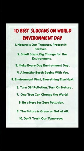 Environment Day Slogans in English/10 Best Slogans on World Environment Day/Slogans on Environment