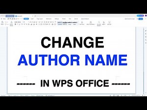 How To Change Author Name In WPS Office