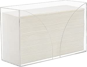 Paper Towel Holder Dispenser for Countertop, Kitchen or Bathroom - Clear Acrylic Napkin Holders Great Disposable Hand Towel Tray for Z-Fold, C-Fold, MultiFold Trifold - Commercial or Home Use