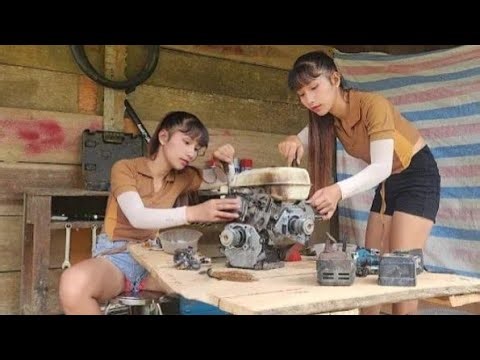 repair a diesel engine step by step and finally start it successfully.