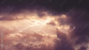 Dark dramatic sky with sun rays and ominous clouds for a melancholy atmosphere