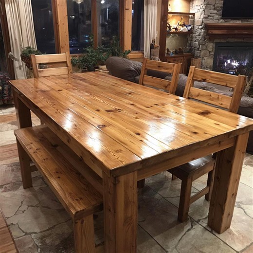 Solid Oak Farmhouse Dining Table, Rustic Custom Walnut Kitchen Furniture - Etsy