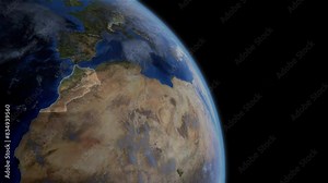 Fly Zoom into Morocco, Rabat, Casablanca, through space to see the country map region from above from space. Detailed map Showing area, HD and 4K. Animation.