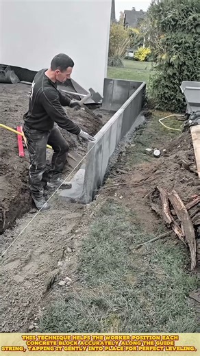 Skilled Worker Installing Concrete Edge Forms Along a Foundation Trench