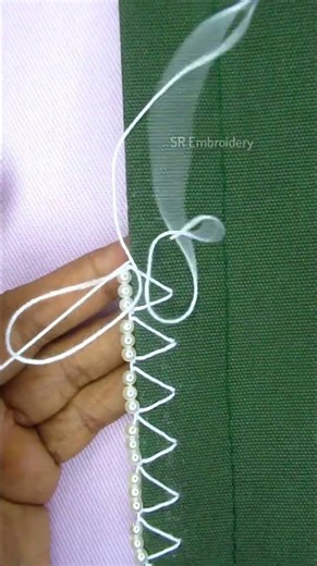 Very unique border lace hand embroidery design tutorial! 🪡🪡#embroidery #design #shorts ...