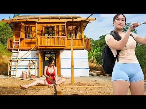 Full Timelapse 180 days: Single Mother Completes Wooden House, Fish Pond, Wooden hut on Pond...