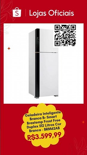 🚨Geladeira Inteligente Branca B= Smart Brastemp Frost Free Duplex 512 Litros Cor Branca BRM62AB
