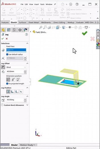 Jog & Sketched Bend in SolidWorks | Sheet Metal Bending #shorts #shortfeed