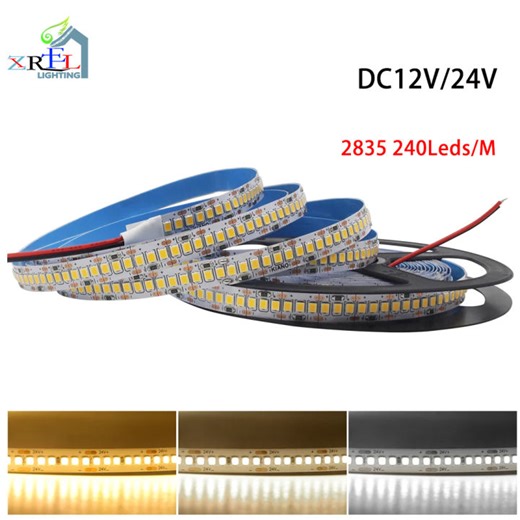 ไฟแถบไฟ LED 12V 24V SMD 2835 5M 240Leds/M โคมไฟแบบยืดหยุ่นสีขาวสว่างอบอุ่นเย็นธรรมชาติสำหรับ Hiasan Kamar ห้องครัว | Lazada.co.th