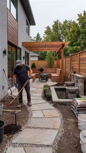 This Plain Pathway Became a Flower-Lit Landscape Garden