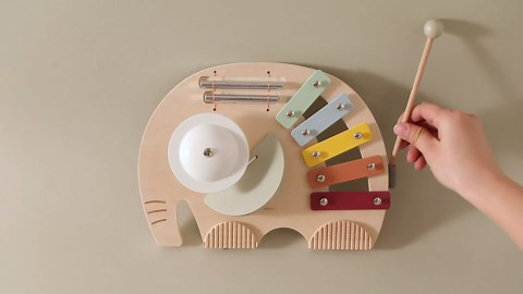 5-in-1 Musical Elephant Toy Set for Kids - Percussion Instruments with Xylophone, Cymbal, Guiro, Castanet & Chime | Portable Early Learning Toy, Toddler Educational Gift