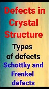 Defects in crystal structure| Schottky defects and Frenkel defects| point defect and line defect
