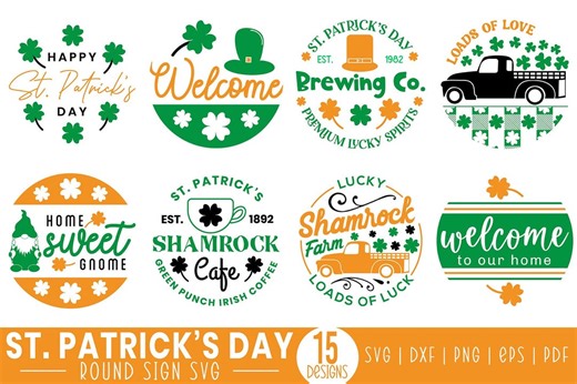 St Patricks Day Round Sign SVG Bundle: Farmhouse Door Hanger Decor Designs for Cricut - Etsy