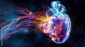 Illustrate the role of the hearts electrical conduction system in regulating heart rate and rhythm, highlighting the sinoatrial node, atrioventricular 4K Video
