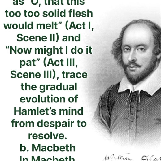 William Shakespeare’s use of soliloquy is one of the most remarkable features of his dramatic technique. A soliloquy is a speech delivered by a character who is alone on stage, expressing his or her innermost thoughts, emotions, and motives directly to the audience. It allows the dramatist to reveal a character’s private feelings and psychological state, creating intimacy between the character and the audience. Part 5 | Explore English Literature