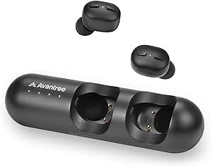 Avantree Mini True Wireless Earbuds for Small Ears Canals, Sport Bluetooth 5.0 Earphones with Volume Track Control & Mic, Clear Sound, Charging Case, 28H Playtime - TWS110