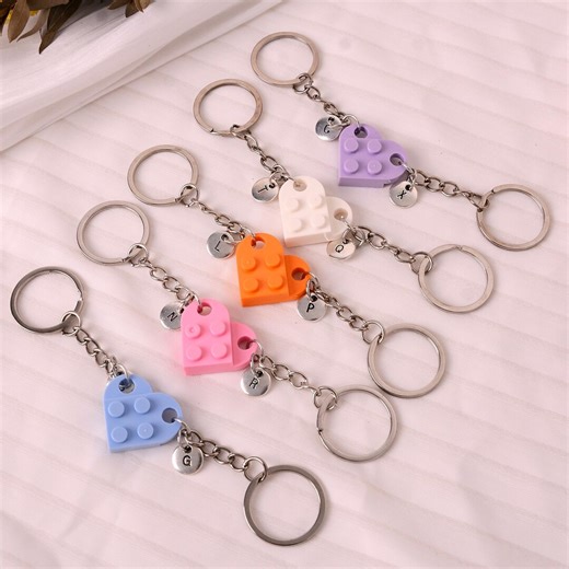 Personalized Initial Heart Keychain Set, Matching Initial Keychains for Her, Friends & Couples, Custom Couple Gift for Boyfriend/girlfriend - Etsy