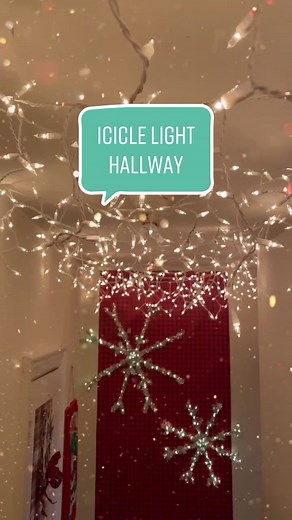Icicle light Hallway #holidayhack #christmaslights #learnontiktok #tiktokpartner #homehack #holidaysathome #christmaseveryday #decorating #easydiy