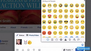 New emojis on Facebook! 😍 Have you seen this feature on desktop? Facebook now makes it super easy to insert all your favorite emojis with just one click... very similar to Twitter. 😜 Aha, the emoji icon shows for status updates, photo posts and link posts. It doesn't show up when you're uploading a video. Interesting. I inserted emojis here from my usual 'characters' menu on Chrome. 😮 For a full library of all emojis, including Messenger, Apple, Google and more, see this resource: http://emoj