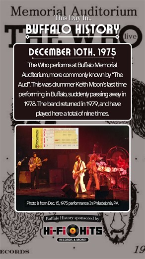 #OnThisDay In 1975, The Who performs at Buffalo Memorial Auditorium