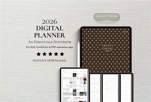 2026 Digital Planner | Goodnotes Planner | Daily, Weekly, Monthly Spread | iPad | PDF | Polkadot Brown - Etsy
