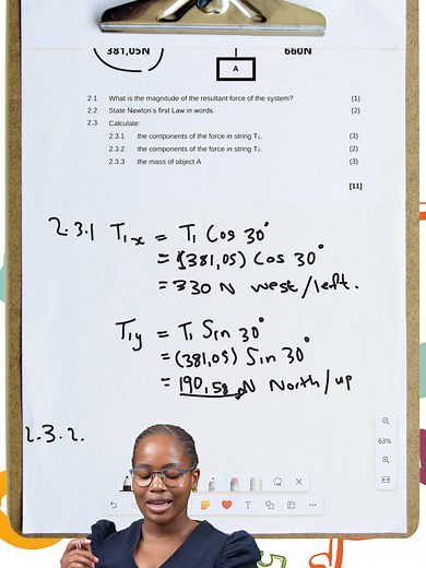 Newton's Laws: Tension Force Components Calculations for Grade 11 Physics