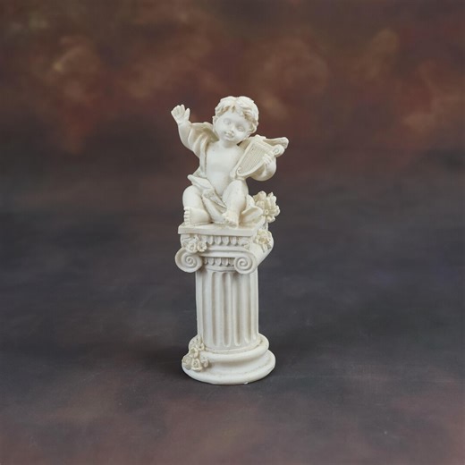 Vintage Figurine, Angel With a Harp, White Figurine, Bisque Porcelain, 1970s - Etsy