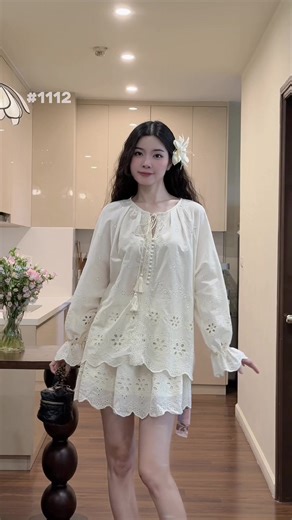 Set thô thêu nhà YJIA siêu bánh bèo luôn ạ. Chất mềm mặc thích lắm các nàng ơi ✨