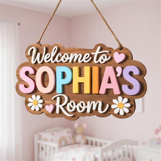 Personalized Nursery Door Sign, Welcome to My Room Sign, Custom Baby Girl Name Sign, Wooden Kids Room Decor, Birthday Gifts - Etsy