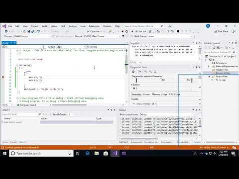 How to Create and Debug an Inline Assembly Language Program in the Visual Studio 2019 IDE.