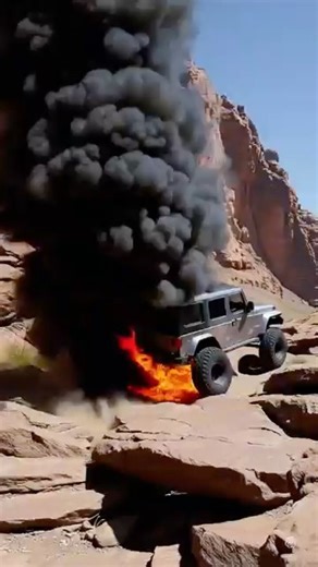 Jeep Crashes and Explodes in Moab — Dramatic Footage”