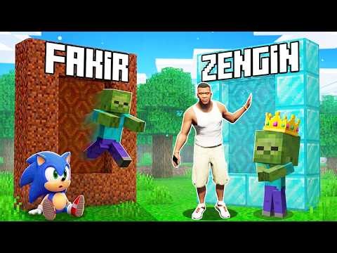 ZENGİN FRANKLIN VS FAKİR ZOMBİ BABA PORTAL SAVAŞI - Minecraft