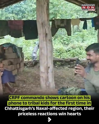 In Chhattisgarh’s Naxal-affected region, a CRPF Cobra commando shared a heartwarming moment with tribal children by showing them a cartoon on his phone - for many, their first time seeing one. The video shows the kids gathered around the jawan, laughing and watching with wonder, offering a glimpse of joy amid tough conditions. The clip has since gone viral, earning widespread praise for the soldier’s gesture and prompting conversations about the need for better education and basic facilities in 
