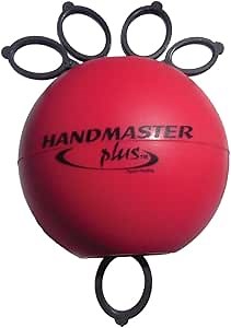 Handmaster Plus Physical Therapy Hand Exerciser - Forearm Exerciser with Stress Relief Ball - Hand Therapy Balls for Exercise, Training - Finger Exerciser & Strengthener - Medium Tension, Red
