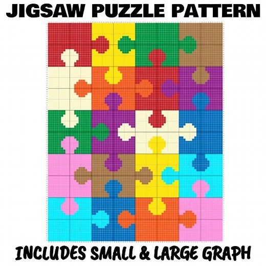 Jigsaw Puzzle Pattern C2C & Tapestry Crochet Pattern & Chart | Magic Yarn Pixels
