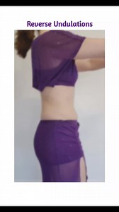 Reverse undulations (using the spine) explained! 1. Tilt pelvis back, creating a slight spinal arch. 2. Sink pelvis down, lengthening the back. 3. Tuck pelvis, using lower abs glutes to keep it even. 4. Press upward in order of: hips, belly, chest. When the chest releases, your back is ready to arch again, flowing right into step 1 of pelvic tilt! Yay! Enjoy! Remember to have fun with it! P.s. outfit is from bellydance.com 💜 #bellydance #howto #dancereel #undulations #bellyreel #dancelife #chan