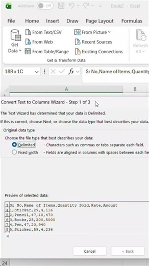 How to split data column wise #excel #exceltricks #exceltutorial #shorts #shortvideo