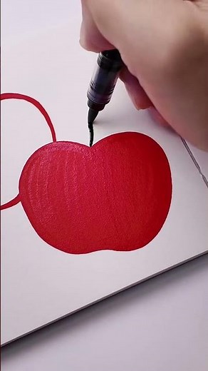 Apple Picture Strokes — Step-by-Step with Marker pen