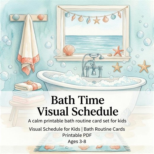 Bath Time Visual Schedule | Visual Routine Chart for Kids | Printable PDF | Bath Routine Cards