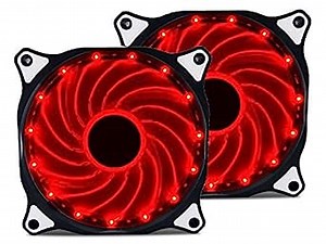 Vetroo 120mm Red 15-LEDs Cooling Fan for Computer PC Cases, CPU Coolers and Radiators, 2-Pack