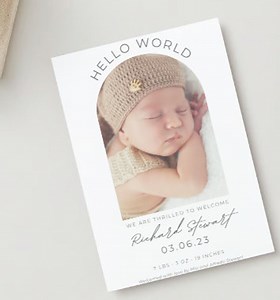 Editierbare digitale Download-Hello World Arch-Karte zur Geburtsanzeige - Etsy.de