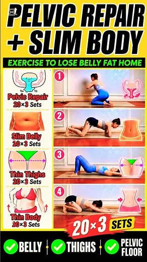 Pelvic Floor Repair + Slim Belly & Thighs at Home — 20×3 Sets Daily Routine #shorts