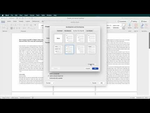 How to auto-number thesis chapters, sections and subsections using Microsoft Word (Updated)
